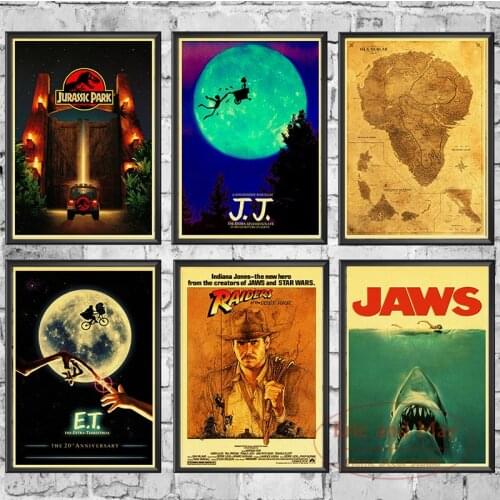 E.T. JAWSThe TerminaJurassic Park Spielberg Movie Posters Retro Wall Posters Art Printed Painting Wall Stickers