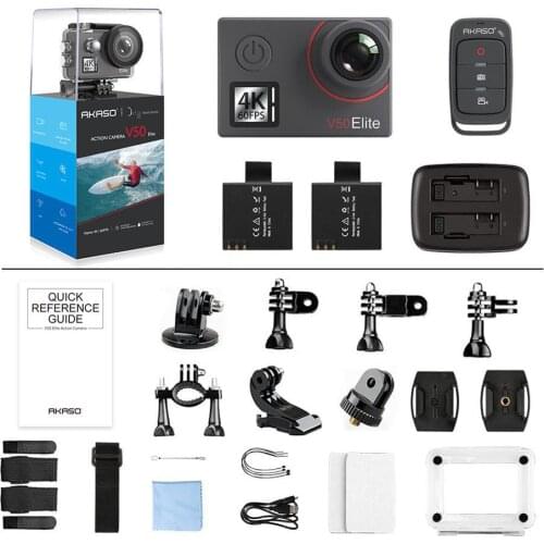 AKASO V50 Elite 4K/60fps Touch Screen WiFi Action Camera Voice Control EIS 40m Waterproof Camera Sport Camera with Helmet