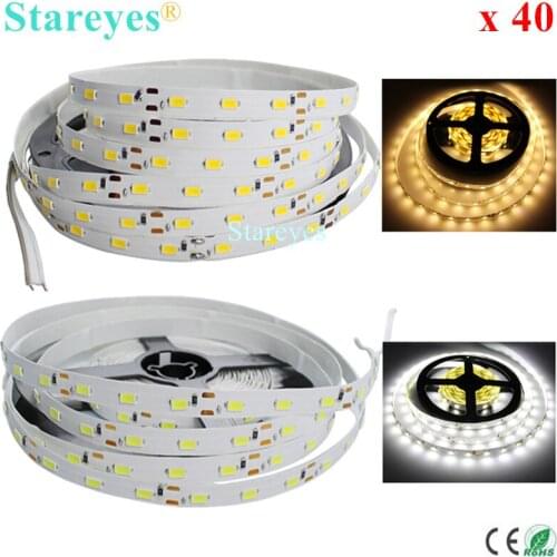 DHL Free shipping 40 Pcs High Brightness 5M 300 LED SMD 5630 5730 LED Strip DC12V Non Waterproof String Tape light lighting