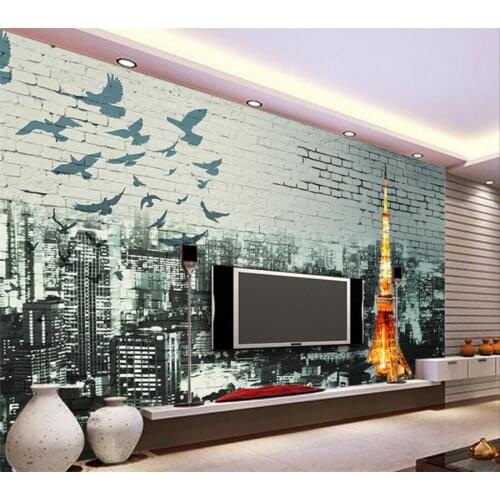 Beibehang Custom Wallpaper Living Room Bedroom Mural European Style Nostalgia Tokyo Paris Eiffel Tower TV Backdrop 3d wallpaper
