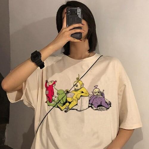 Harajuku cartoon Women Tshirt Summer casual oversized Tops Ulzzang hip hop Streetwear vintage short sleeve dropshipping clothes