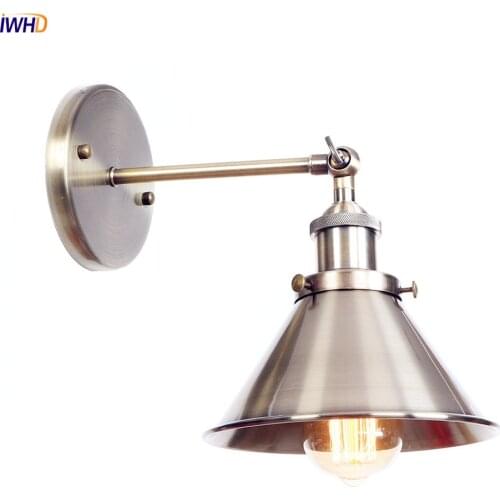 IWHD American Loft Brass Edison Wall Light Vintage Bathroom Mirror Loft Retro Wall Lights Sconce Industrial Home Lighting