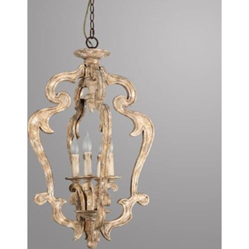 American country antique wood chandelier retro solid wood carving lamp vintage loft children room bedroom dinning room light