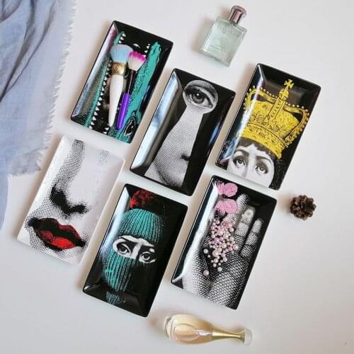 Ceramic Plate Jewelry Storage Tray Fruit Candy Dish Makeup Storage Home Desktop Decor Accessories Vintage