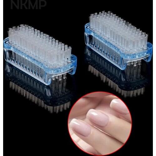 Blue Plastic Nail Art Dust Brush Cleaning Scrubbing Brush Double Sided Hand Nail Brush Cleaner Manicure Tool