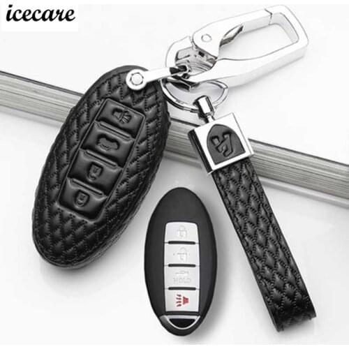 Leather Fob Cover Key Cases For Nissan Versa Maxima Altima Rogue Armada Sentra Murano Infiniti FX35 QX60 Smart Car Key Case