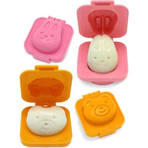 2pcs Kitchen Tools Boiled Egg Mold Cute Cartoon 3D Egg Ring Mould Bento Maker Cutter Decorating Egg Tool