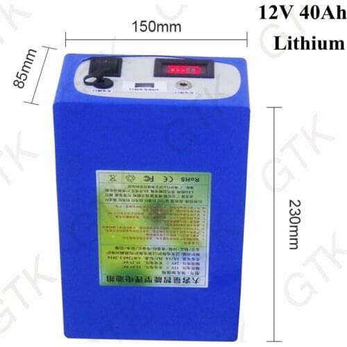 12v 40Ah li-polymer battery li-ion battery with LED display for cctv speaker xenon lights Solar street light + charger