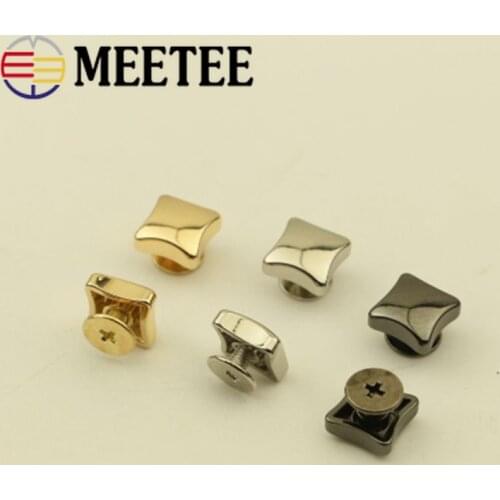 Meetee 10/20pcs 10X10mm Metal Foot Nails Screws Rivets Buckle Luggage Leather Bottom Nails Decoration Buckle DIY Accessory BF736