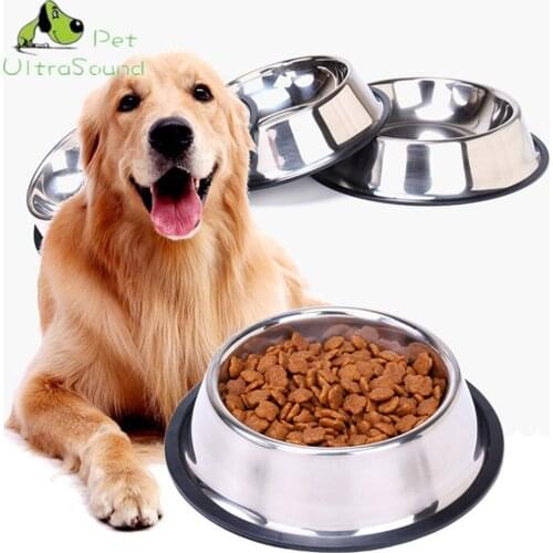 Pet Food Bowl Dog Bowls Water Feeders Stainless Steel Wear-Resisting Antiskid Thickening Healthy Size 15cm/18cm/22cm/26cm/30cm