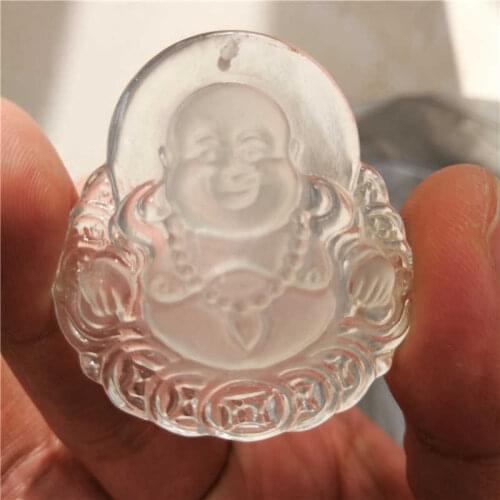 Natural White Crystal STone Buddha Head Pendant men women fashion pendant + free rope