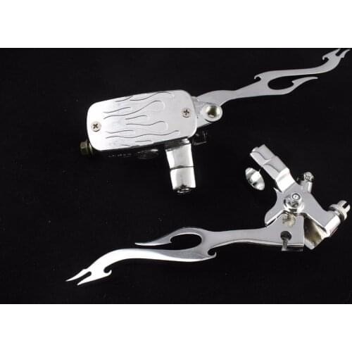 Motorcycle Chrome Flame Master Brake Cylinder Lever 1" 25mm Handlebar For Harley Yamaha Kawasaki