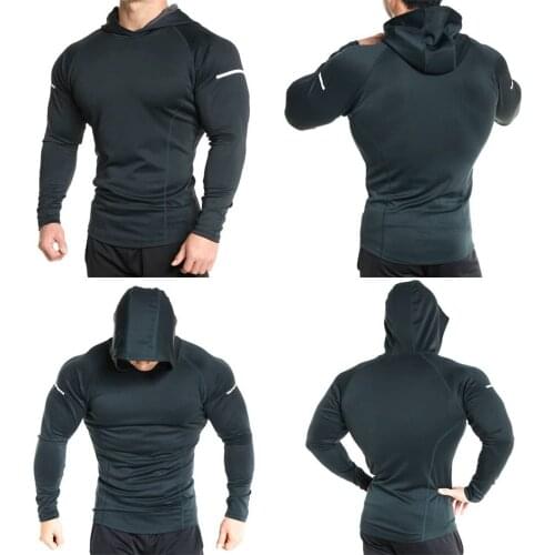 Men Brand Hoodies Gym Sport Running Training Sweatshirt Fitness Bodybuilding Hoody Outdoor Sportswear Male Hooded Jacket Dry Fit