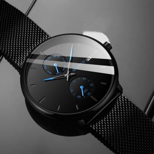 2020 Minimalist Mens Fashion Waterproof Watches Simple Men Business Stainless Steel Mesh Belt Quartz Watch Relogio Masculino
