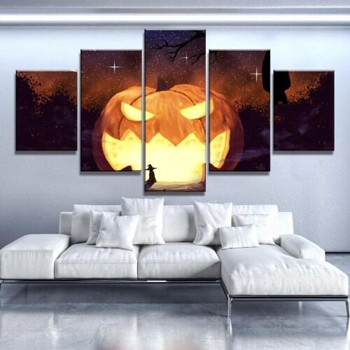 Wall Art for Home Decorations 5 Piece Canvas Art Halloween Pumpkin Star Poster Decoration Paintings on Canvas Wall Decor