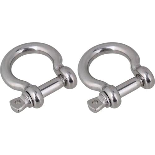 M10 Silver 304 Stainless Steel Rustproof European Style Screw Pin Anchor Bow Shackle Clevis Pack of 2