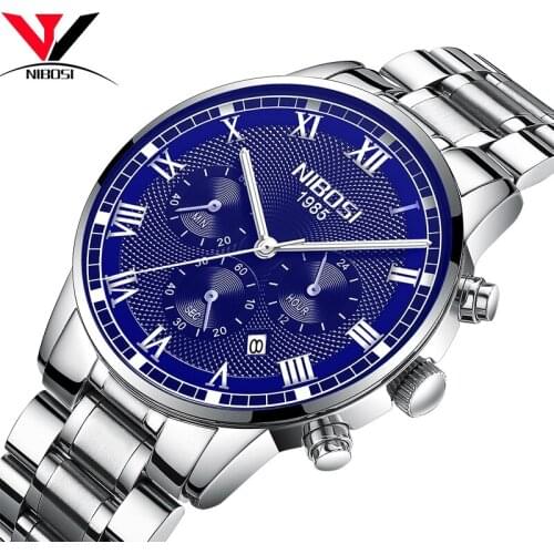 NIBOSI 2018 NEW Style Male Watch Luxury Brand Watch Men Waterproof Famous Dress Watch Stainless Steel Man Analog Wristwatch Saat