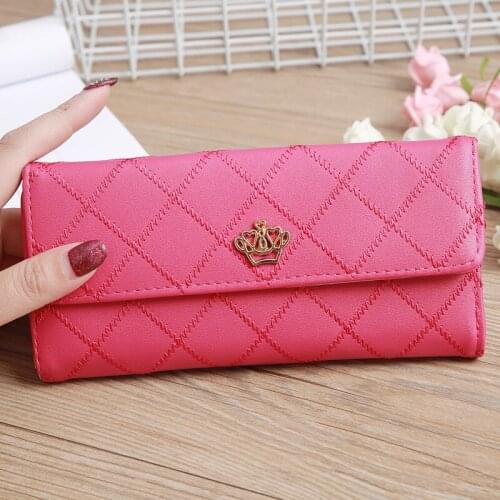 New Korean Women Long Crown Embroidery Concealed Wallet Lady High Capacity Coin Purse Clutch Phone Bag