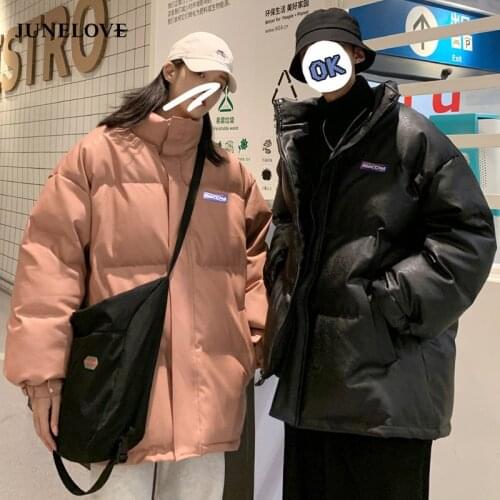 JuneLove Padded 2021 Winter New Womens Warm Parkas Jacket Vintage Fashion Street Couple Outfit Outwears Casual Thick Loose Coat