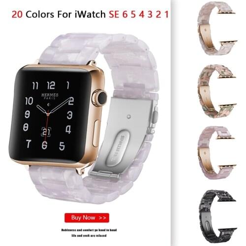 Resin Jewelry Band for apple watch strap 6 SE 5 4 44mm 40mm color Chain Bracelet For iWatch Bands 6 3 2 38mm 42mm Belt watchband