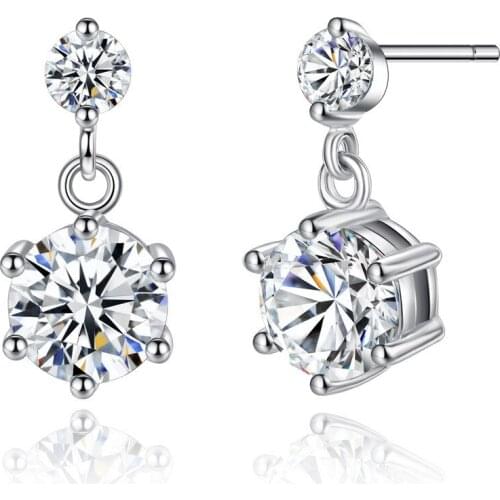 Supply Diamond Twin Flower Charm Zircon Ear Studs Fashion Earrings Platinum Plated Jewelry