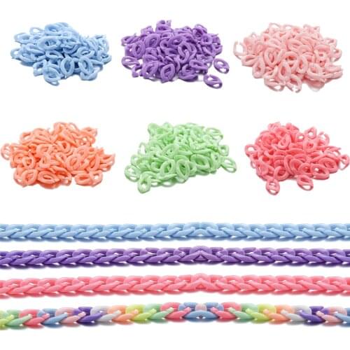 100Pcs/Lot Colorful Twisted Acrylic Link Women Chain Assembled Parts Beads for DIY Necklace Jewelry Making Findings Accessories