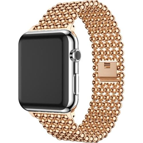Stainless Steel strap For Apple Watch Band 40mm 44mm 5 Beads Style Metal belt Bracelet iWatch 38mm/42mm series 3 4 5 se 6 band