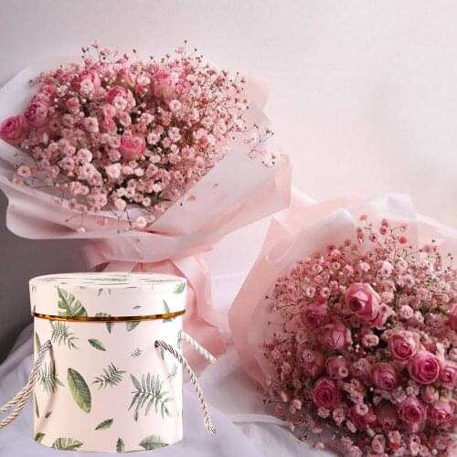 Handheld Flowers Bouquet Mini Paper Packing Box Case With Lid Hug Bucket Florist Gift Storage Boxes Eco-Friendly Practical Boxes