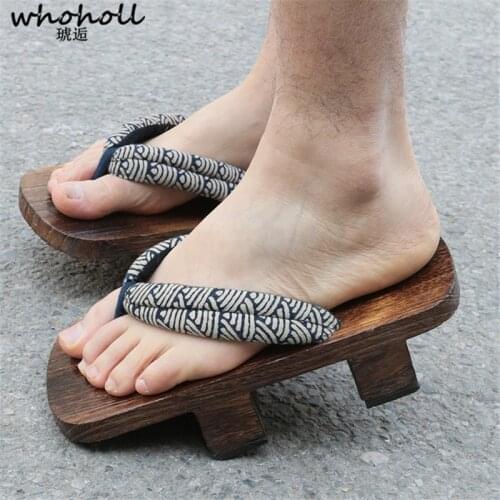 WHOHOLL Naruto Jiraiya Cosplay Costume Japanese Wooden Clogs Man Women Kimono slippers Two-teeth geta Flip Flops Size 46