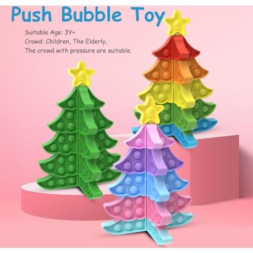 3D Stitchable Christmas Tree Silicone Push Bubble Fingertip Toys Stress Reliever Adults Kids Sensory Squeeze Decompression Toys
