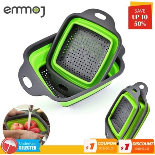 Storage Dish Drainer Foldable Strainer Fruit Vegetable Washing Basket Silicone Colander Collapsible Drainer Kitchen Tools