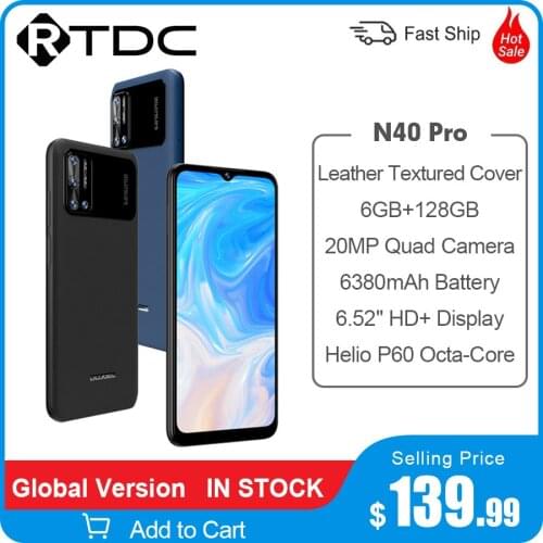 Global Version DOOGEE N40 Pro 6.5" Quad Camera 6GB 128GB Octa Core Cellphone 6380mAh Large Battery Helio P60 Smartphone