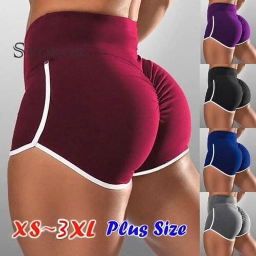 SVOKOR S-3Xl Plus-Size Fitness Sports Trouser Shorts High Waist Running Leggings Tight Breathable Shorts Yoga Short Pants