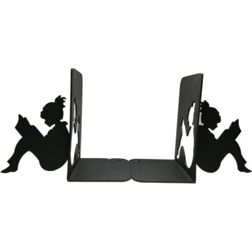 Book Reading Girl Figure Stylish And Decorative Metal Book Holder-Black-Book Support-Regulatory