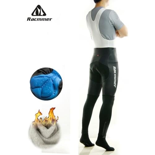 Racmmer Warm 2020 Winter Thermal Fleece Cycling Long Bicycle Bib Pants 5D Gel Pad Bike Bib Tights Mtb Men Ropa Ciclismo #CK-03