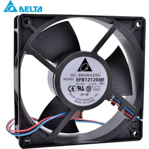 EFB1212SHE 12cm 120mm fan 12038 DC 12V 1.20A Double ball bearing 3pin air volume server cooling fan