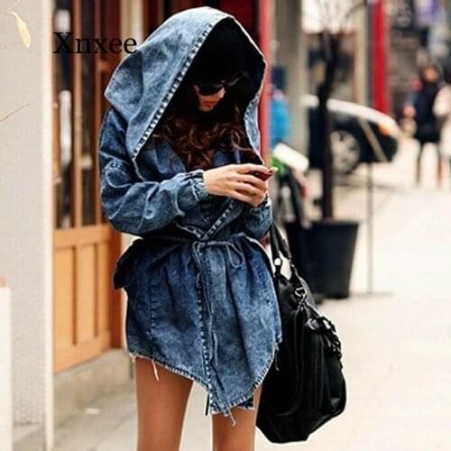 Vintage Women Denim Ripped Jackets Casual Blue Jean Jacket Coats Autumn Winter Fashion Short Streetwear Outerwears punk