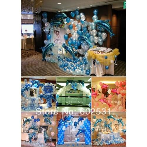 FREE SHIPPING Balloon wedding suit 18pcs 103 cm dolphins aluminum film balloo / 200pcs latex balloons, wedding party arrangement