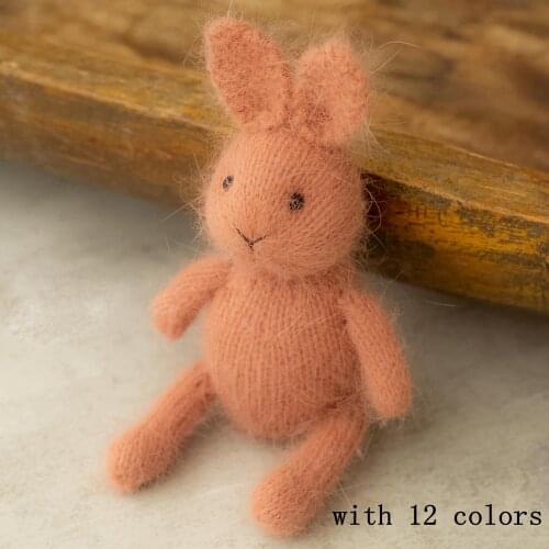 Knitted Bunny Toy Newborn Photography Props Cotton Stuffed Rabbit Gfit Studio Photo Animal Dolls