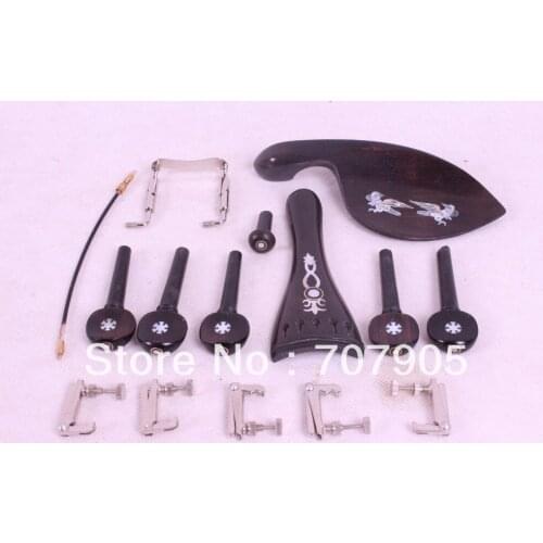 1 set 4/4 violin parts ebony,tuner peg chinrest tailpiece tail gut endpin #W9-1