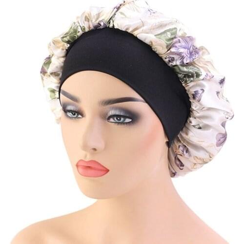 1Pcs Stain Soft Smooth Sleep Hat Wide-brimmed High-elastic Headband With Nightcap Hair Care Hats Cover Wide Band Elastic
