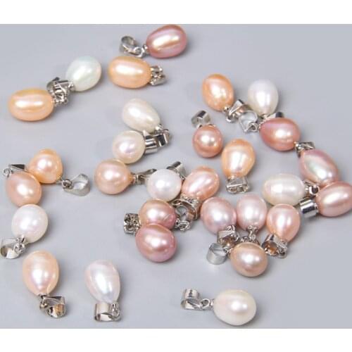10pcs Natural white pink purple champagne Pearl Pendants water drop Freshwater pearls charm for jewelry making necklace earring