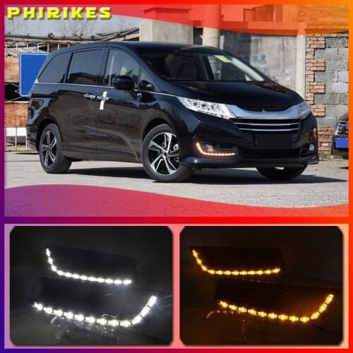 2Pcs Car LED DRL Kit For Honda Odyssey 2014-2017 DRL Fog Lamp Cover Daytime Running Lights with turn signal 12V Daylight 6 LED