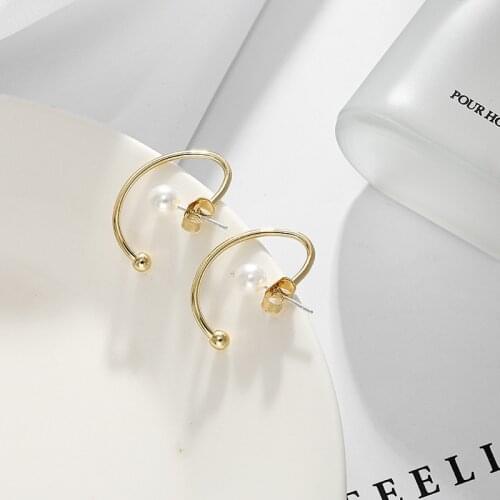 2021 new trend geometric golden pearl earring Korean personality retro fashion womens earrings party jewelry gifts