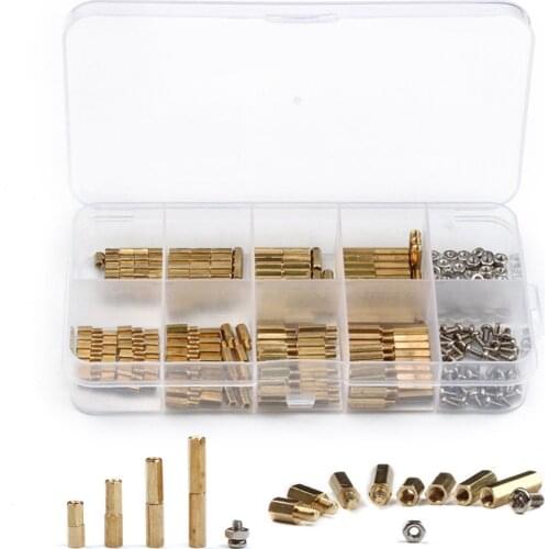 300PCS M2 Brass Copper Female/Male Spacing Screws Pillar Stand Off Hex Column Spacer Screw Nut Fastener Tool