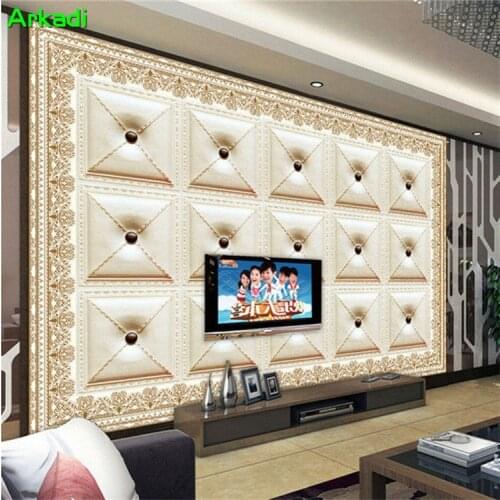 3d European soft package style decorative wallpaper custom mural living room sofa wallpaper bedroom TV background wall