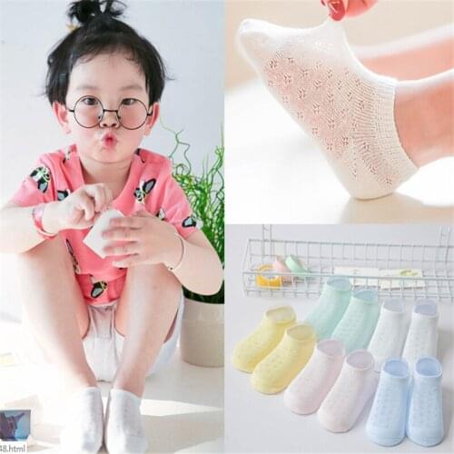 5 Pairs/Lot Children Cotton Socks Boy Girl Baby Fashion Breathable Solid Mesh Socks For Summer 1-12T C379-5