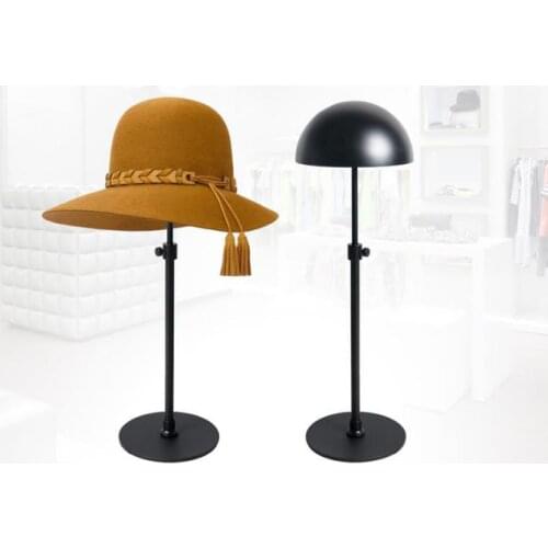 6pcs/lot Black Metal Hat Display Stand Rack Adjustable Hat Holder Cap Wig Exhibition For Boutique Store Free Shipping