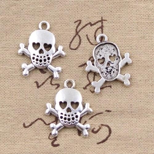 8pcs Charms Skull Skeleton Dangerous Sign 25x21mm Antique Pendant fit,Vintage Tibetan Bronze,DIY For Handmade Jewelry
