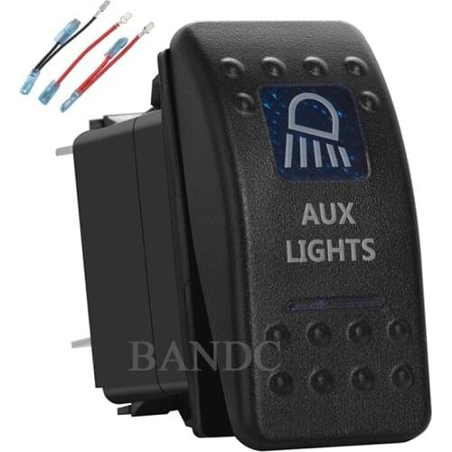 AUX LIGHTS 5Pins On-Off SPST Blue Led Toggle Switch for ARB/Carling/NARVA 4x4 Style，12V 20A 24V 10A，Jumper Wires